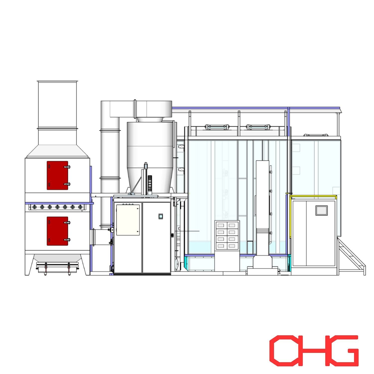 Powder Check Line Customizable PLC Control Unit Powder Coating Production Line Powder ...