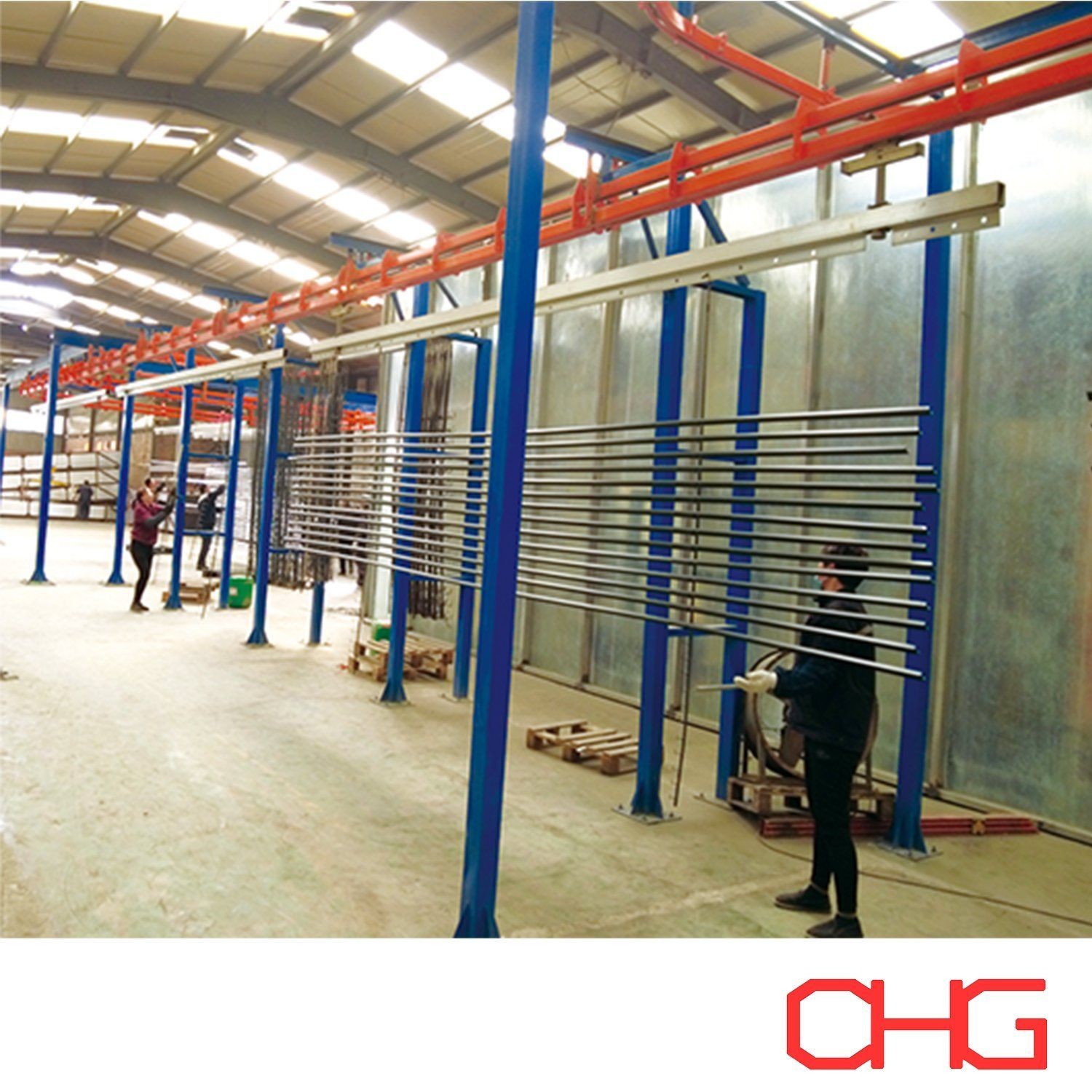 Aluminum Substrate Automatic Powder Coating Line For Aluminum Profiles