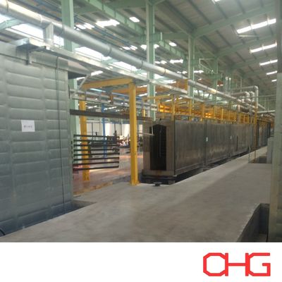 Powder Coating Line for Aluminum Profiles with Overhead Conveyor System and Manual Loading to Support Diverse Production