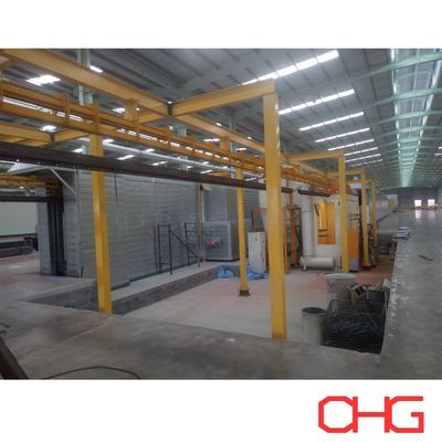 Continuous Powder Coating Line for Aluminum Profiles with Manual Handling and Overhead Conveyor Surface Treatment System
